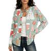 Cardigan Maglione Natalizio Stampato a Maniche Lunghe da Donna Cappotto Moda Invernale