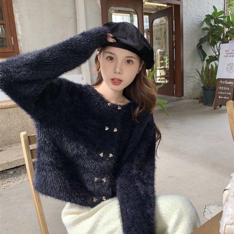 

Кардиган женский мягкий клейкий искусственный норковый флис короткий кардиган вязаный свитер маленький ароматный свитер женское осеннее пальто One Size