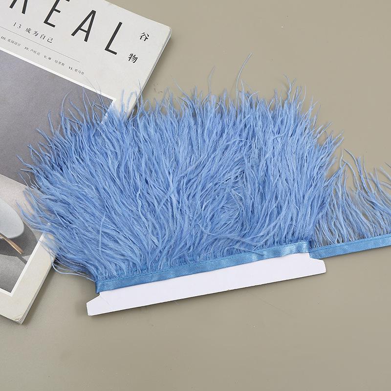 Color 8-10 Cm Ostrich Hair Cloth Edge Clothing Cuffs Hem Ostrich Feather Strips Cloth With Accessories Lace