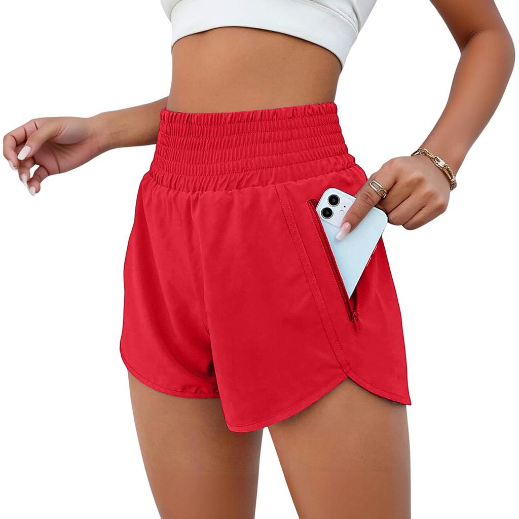 Women's Fashion High Waist Sports Running Yoga Belt Lined Adult Casual Shorts