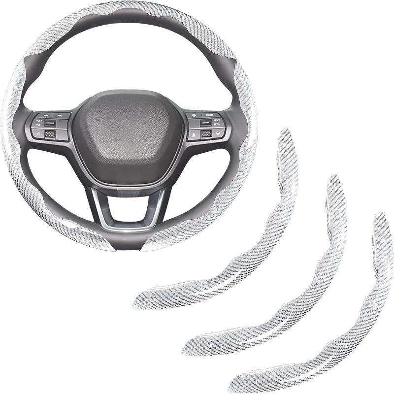 2Pcs Car Steering Wheel Covers Booster Micro Fiber Leather Auto Interior Decorative Accessories Glossy Carbon Fiber Looking