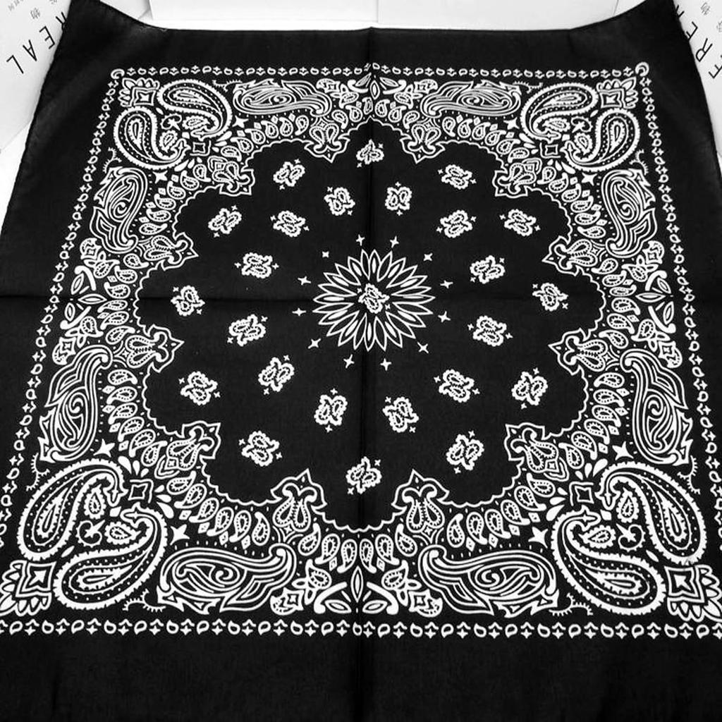 kakatrend bandana paisley 100% cotton black adult stylish handkerchief cotton bandanna unisex durag large size men black 55cm x 55cm