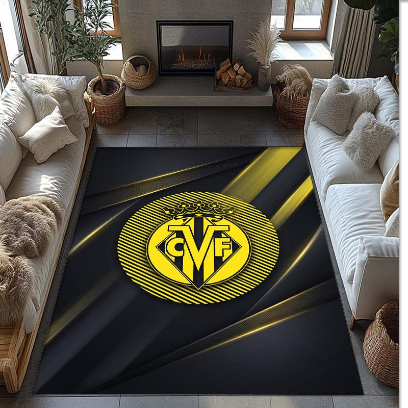 Villarreal FC Soccer Football Pattern Soft Area Rug Non Slip Indoor Floor Carpet Sports Decor Mat for Bedroom