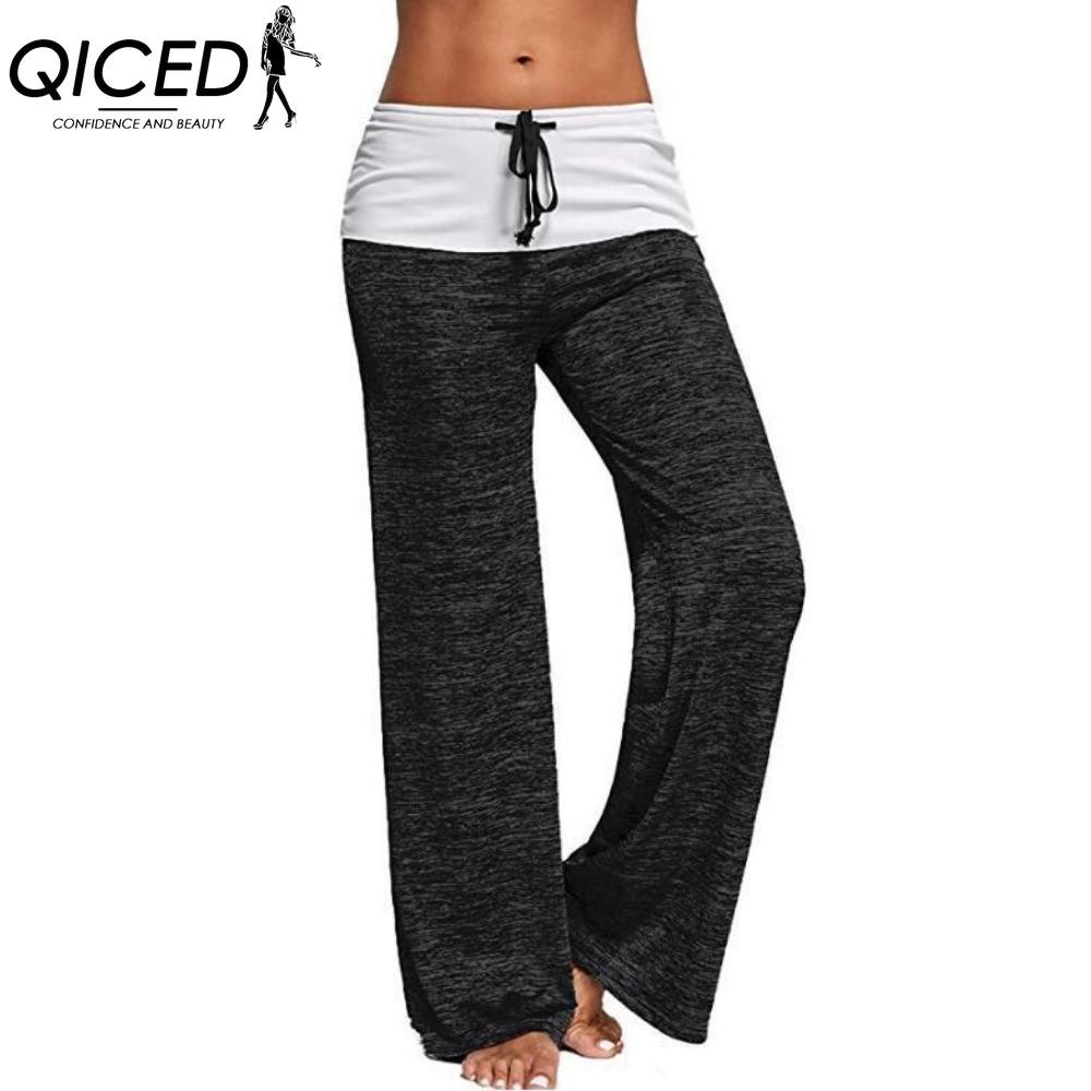 QICED Women's Fashion Casual Solid Color Print Pants & Capris