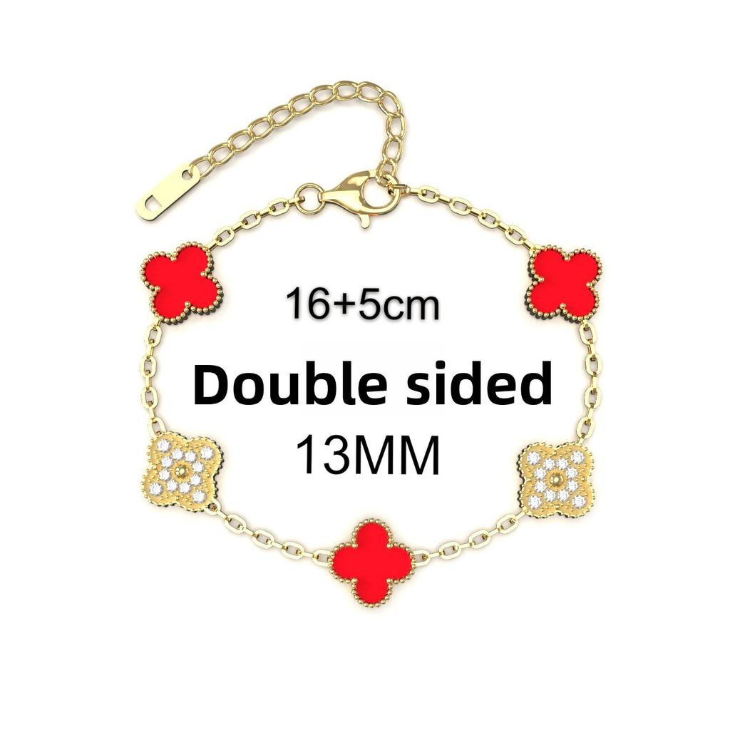 13mm Mote Høykvalitets Firkløver Armbånd 18K Fem Blomster Damearmbånd