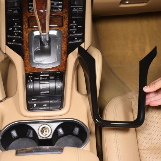 Glänzend schwarze Mittelkonsole Schalthebel Abdeckung Zierleiste Für Porsche Cayenne 958 2011-17