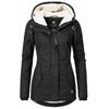 Women Winter Fleece Long Sleeve Hooded Warm Zip Pocket Jacket Coat
