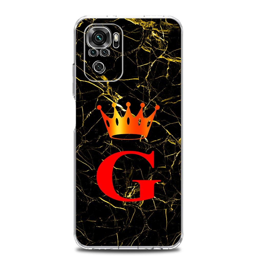 Phone Case For Xiaomi Redmi Note 15 14 13 12 4G 10 11 Pro Plus 5G 14C 13C 12C 10C TPU Cover Luxury Marble Letter A B Crown