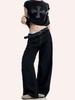 Yongfang Retro Curved Leg Wide Jeans - Trendy Unisex Street Style Casual Pants