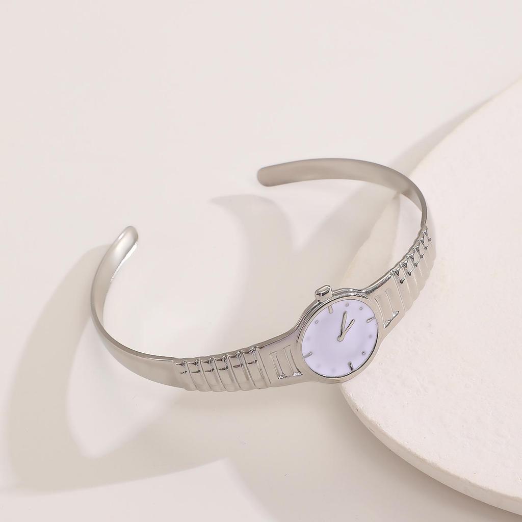 Retro Luxury Fashion Creativity Drip Oil Watch Shaped Strap Texture Design Stainless Steel Opening Bracelet For Women