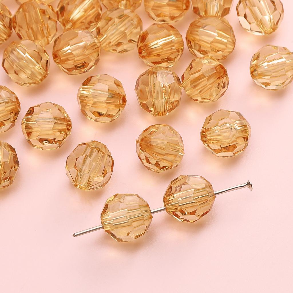 Handmade Beads Diamond-shaped Faceted Beads Acrylic Transparent Irregular Faceted Round Beads Beads DIY Bracelet Cell Phone Chain Jewelry Loose Beads