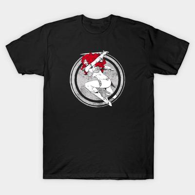 Men Black Print T-shirt Red Barbarian No-Cut Heat Transfer Print Cotton Tshirt