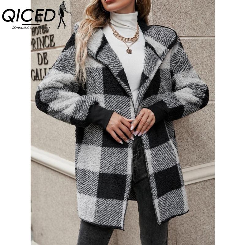 

QICED женские модные повседневные осенне-зимние кардиганы с длинными рукавами S темно-серого