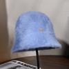 Korea Designer M Bucket Hat Woman Warm Plush Angola Rabbit Fur Hat Lady Autumn Winter Ins Fashion Basin Hat Retro Fluffy Panama