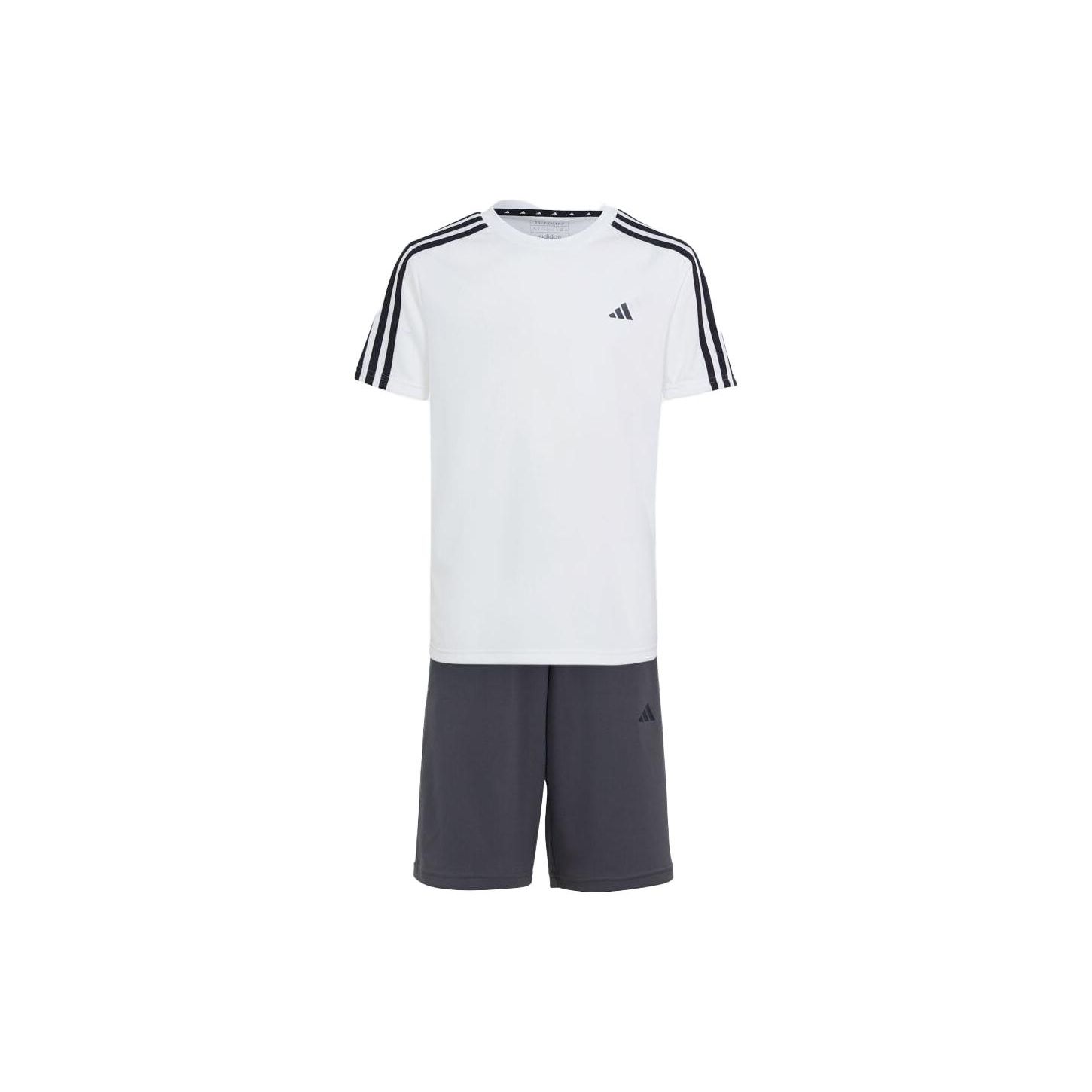 Adidas Свободный крой, круглый вырез, полосатый принт с логотипом, повседневный спортивный комплект, детские комплекты HS1608 176