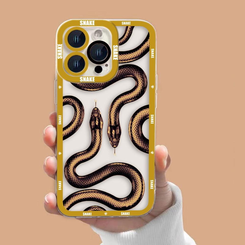 Black Purple Red Gold Snake Cover Clear Phone Case For Redmi Note 15 14 13 12 12S 11 11T 11S 10 9 10S 9S 8 Pro Plus Case Shell
