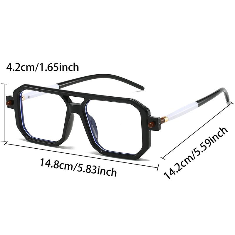 Square Glasses Men Vintage Punk Candy Color Rim Blue Light Blocking Eyeglasses Trendy Chic Double Bridge Optical Frames