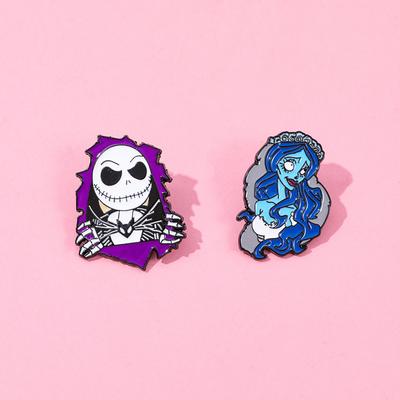 European and American Film and Television Characters Metal Badges Skeleton Jack Zombie Bride Alloy Brooch Accessories Pin Decoration