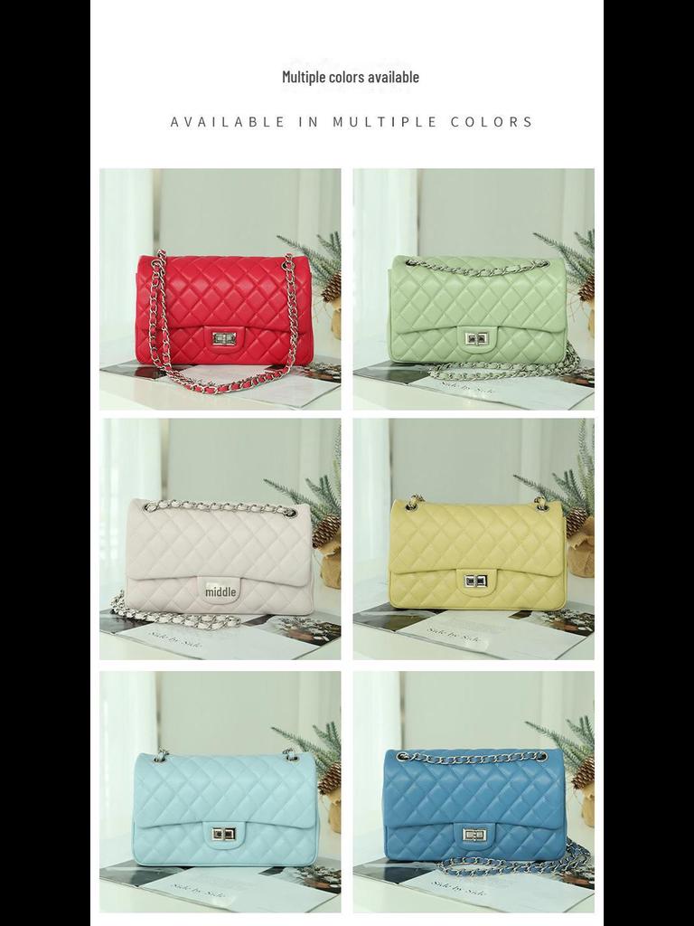 Sheepskin Rhombus Chain Shoulder Bag - 2025 Autumn/Winter Commuter, All-Match, Small Square High-End Ladies' Messenger Bag