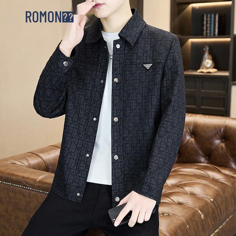 ROMON Men s Slim Fit Printed Jacket 4XL