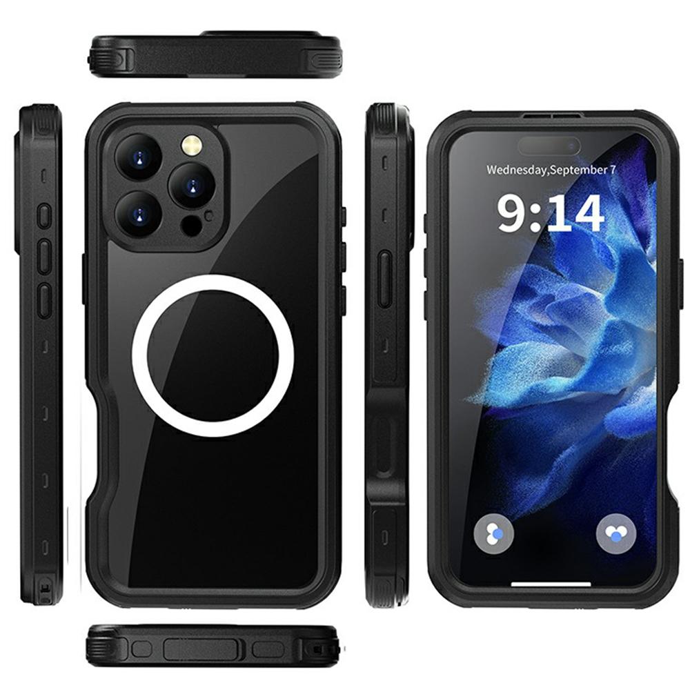 

REDPEPPER D-UP Series For iPhone 16 Pro Max Case IP68 Waterproof Clear Back Panel Phone Cover Compatible with MagSafe Black