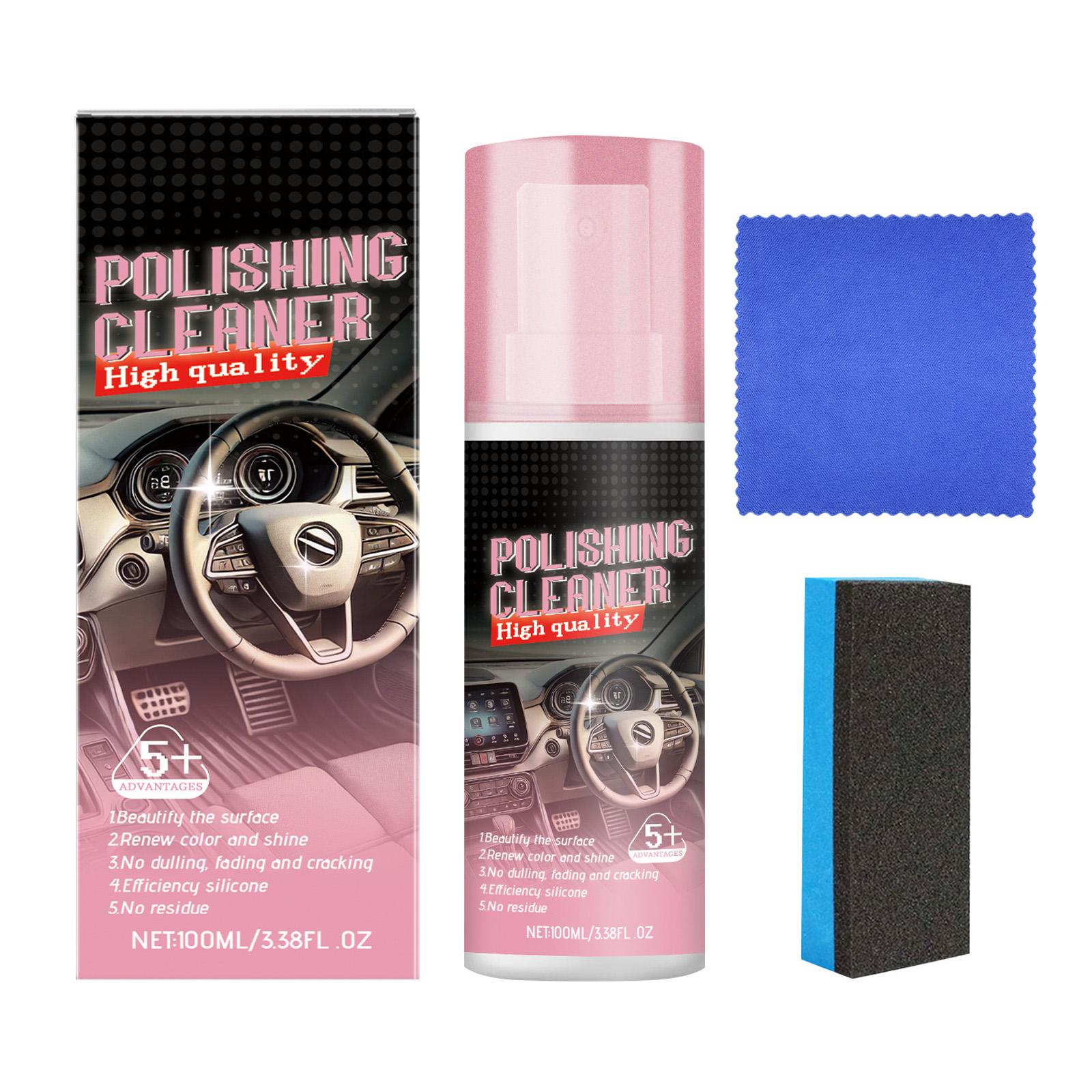 

Car Interior Polishing Cleaner, A Universal Cleaning Solution For Rubber And Leather In Car Interiors. Comes With A Towel And Sponge,100ml one size белый