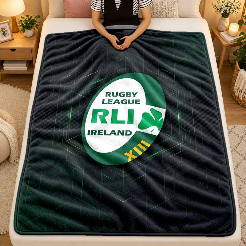 Flannel BlanketIreland Rugby Warm Soft Throw Blanket for Indoor Sofa Bed Living Room Use