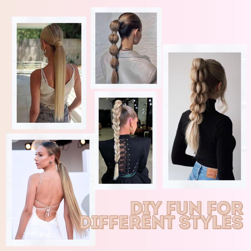 Women's natural simulated elastic band rubber band 28 inch ponytail wig