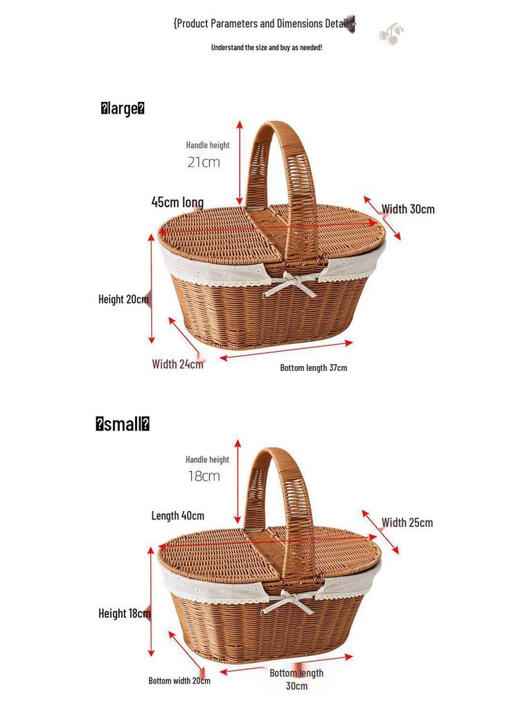 Outdoor Woven Rattan Storage & Picnic Basket with Lid – Ideal for Shopping, Gifts, Eggs & More