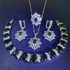 Multi Color Set with Zircon Earrings Bracelets Rings Necklaces Stylish Wedding