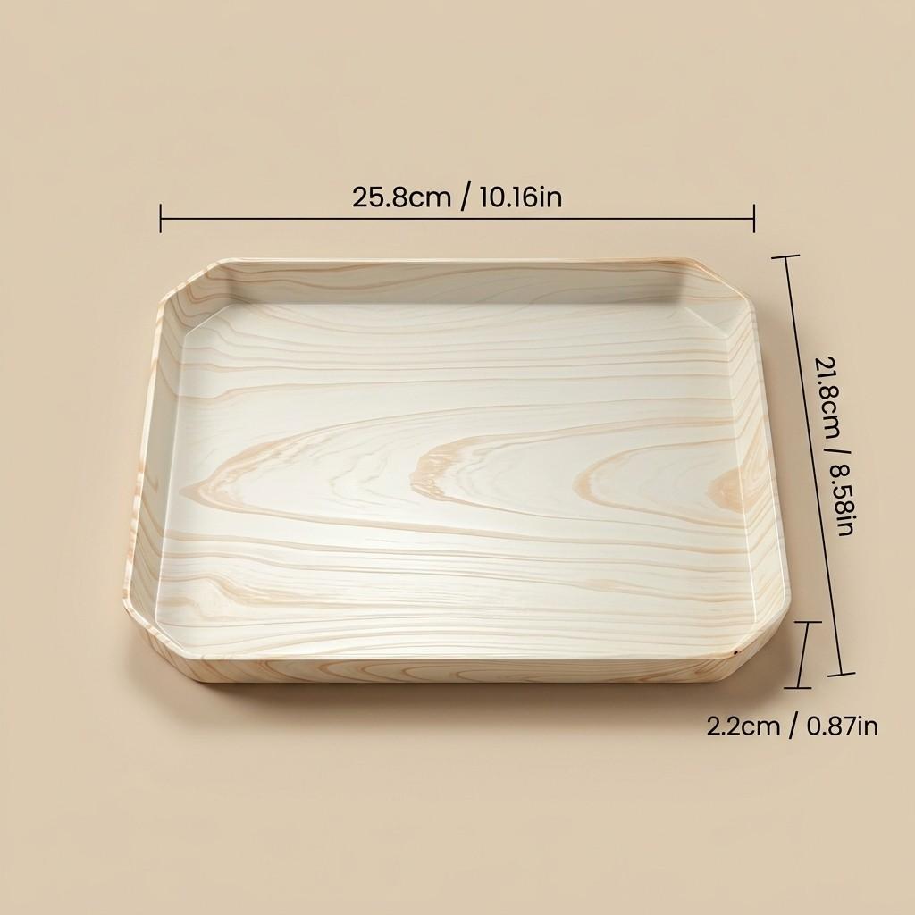 Waterproof Bathroom Vanity Tray Countertop Makeup Organizer Stackable Octagon Plastic Wood Grain Perfume Cosmetic Storage Tray