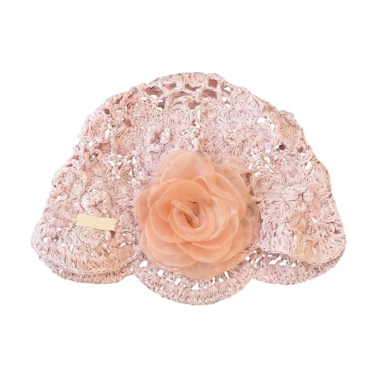 

Modern Korean Style Winter Hat With Perforated Elements And Rose Flower Decor Suitable For Various tasks розовый