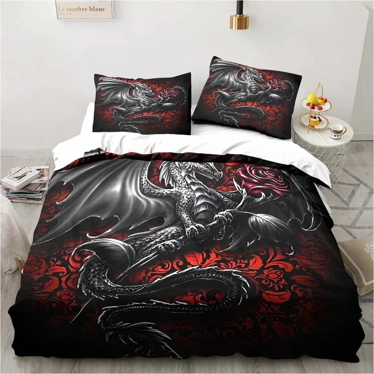 Magic World Dragon Beddengoedset Jongens Meisjes Twin Queen Size Dekbedovertrek Kussensloop Bed Kinderen Volwassenen Mode Thuis Textieltextiel 70x133cm 2pcs