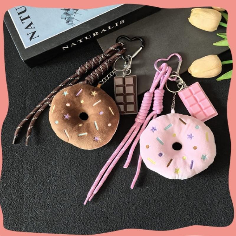 Cute Doughnut Pendant, Keychain, Plush Doughnut, Claw Machine Doll, Plush Bag Pendant