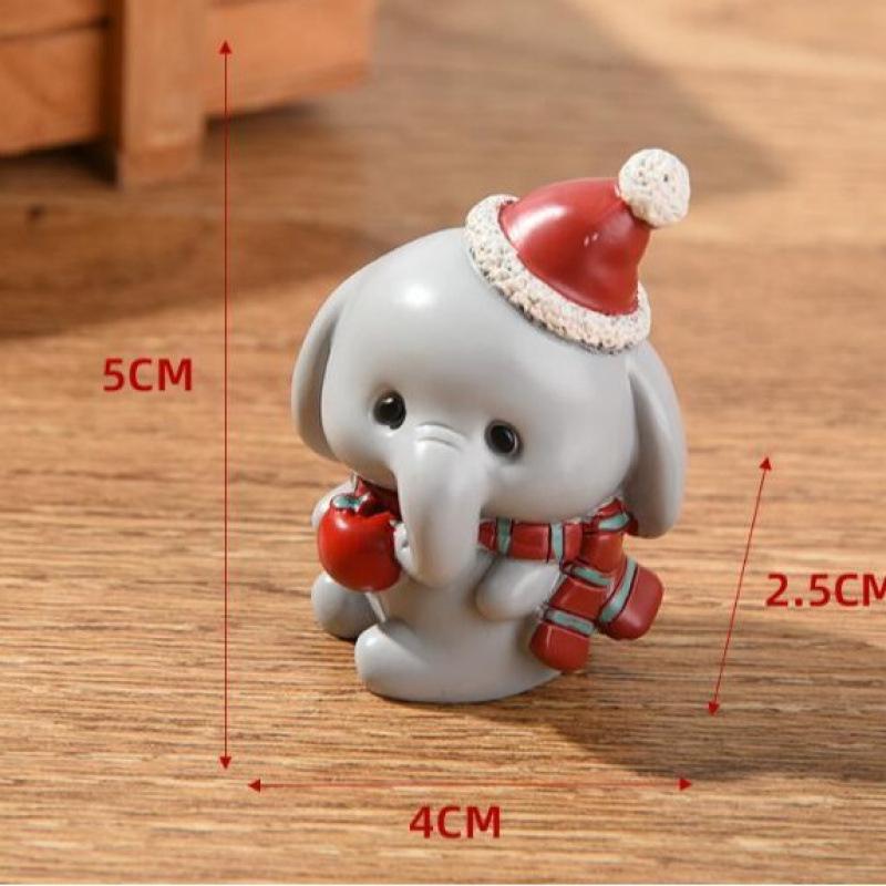 Micro Landscape Christmas Ornaments: Cute Santa Claus & Animal Tree Decorations Gift Box
