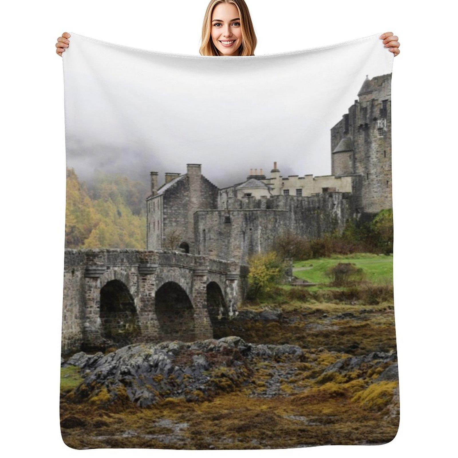 Eilean Donan Castle Throw Blanket Year Round Soft Comfortable Blanket for Home Size: 75*100cm, Weight: 230 GSM
