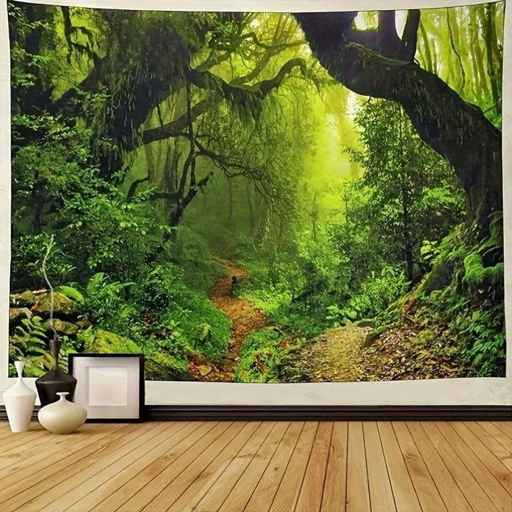 VIKAMA NordicStyle Forest Sunlight Tapestry Forest Scene Natural Ambience Decorative Wall Hanging Room Decoration