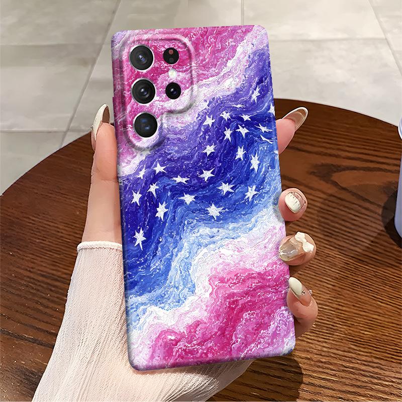 Gentle Atmosphere Pink and Blue Gradual Change Galaxy Star Mobile Phone Case Samsung S24/S23Ultra Anti-drop