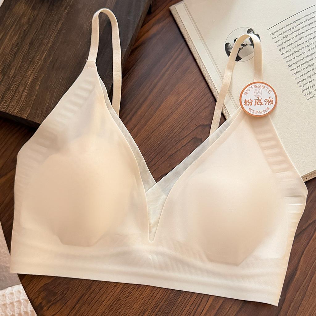 Ultra-thin Satin Mesh Beauty Back Underwear Women's Big Breasts Show Small and Thin, Close Sub-breasts To Prevent Sagging, Summer Ice Silk Bra Cover