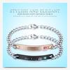 His Queen, Her King Stainless Steel Couple Bracelet with Diamond Inlay