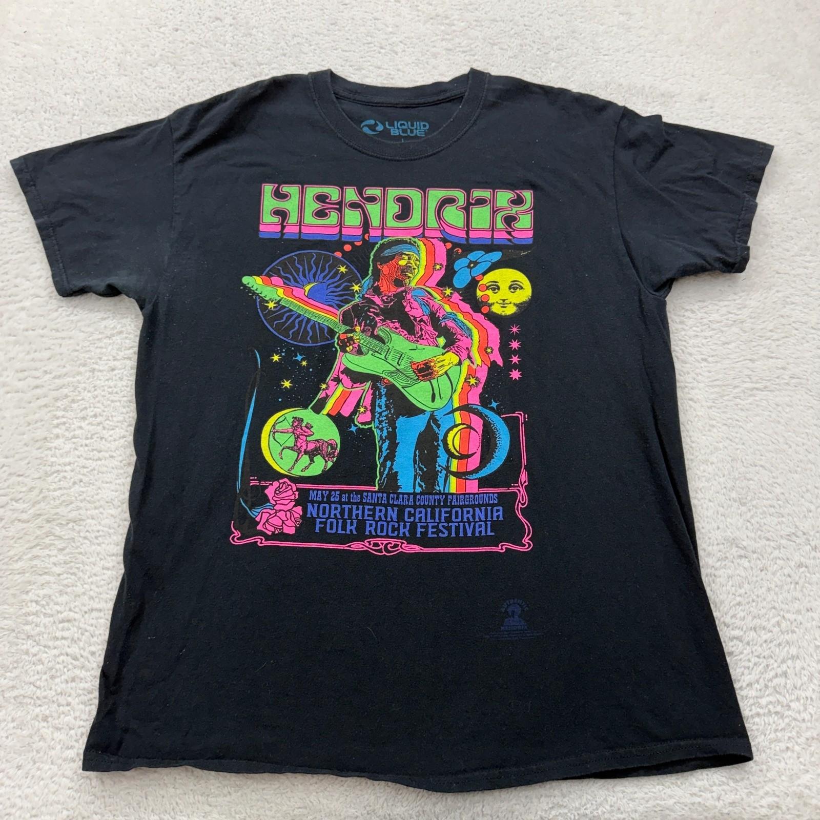 Liquid Blue Jimi Hendrix Northern California Rock Festival T Shirt Mens Large Unisex T-Shirt S