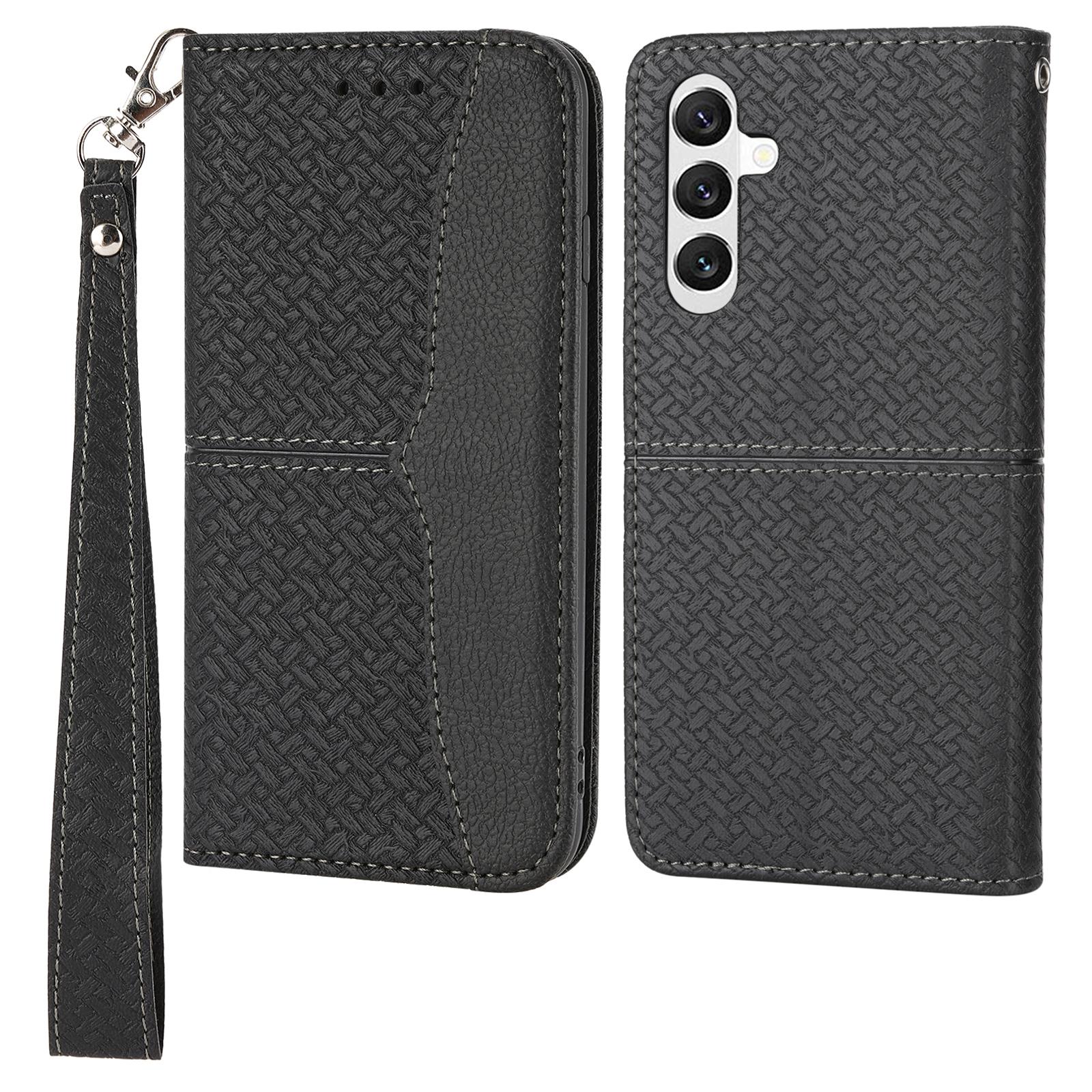 For Samsung Galaxy S24 Magnetic Case Woven Texture Card Slots Cover A