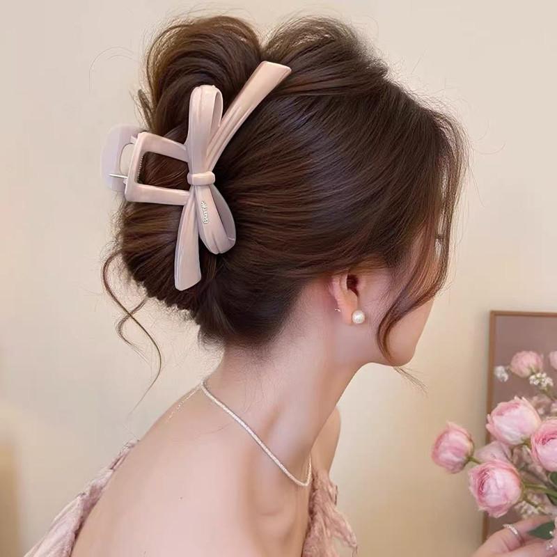 Cream matte powder! Bow tie streamer catcher! French three-dimensional gold label hair shark clip hair iron