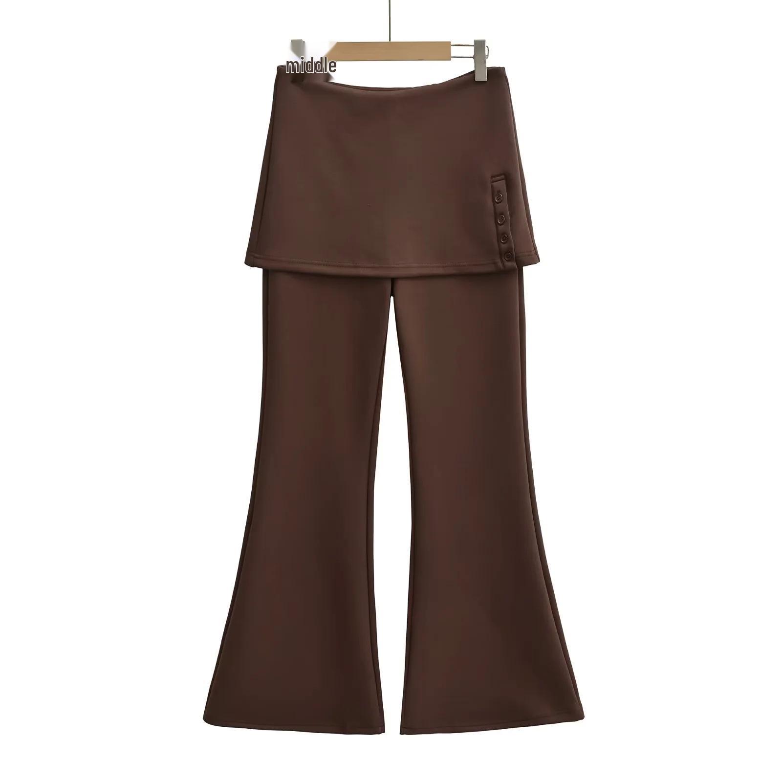

American Spicy Girl High Waist Black Bell Bottom Streetwear Pants Small коричневий
