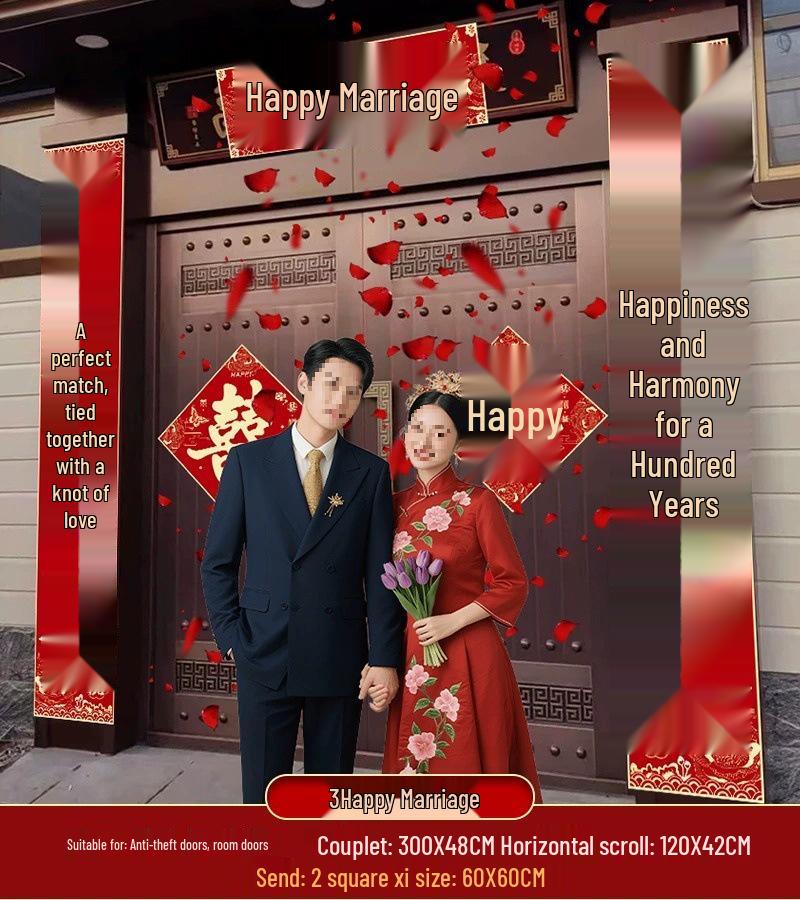 Brudgums lantliga bröllop Glada kupletter & Brudens ankomst Dörr Dubbel lycka Dekorationer