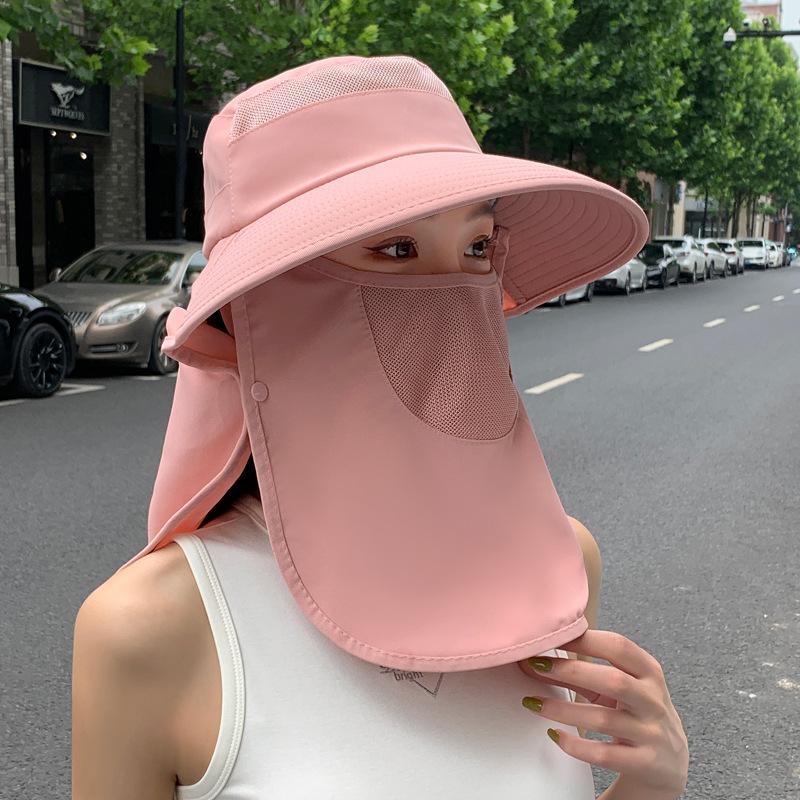 Solhatt dame sommer solbeskyttelse ny stor brem sjal ansiktsdekning bøttehatt stort hodeomkrets strandhatt