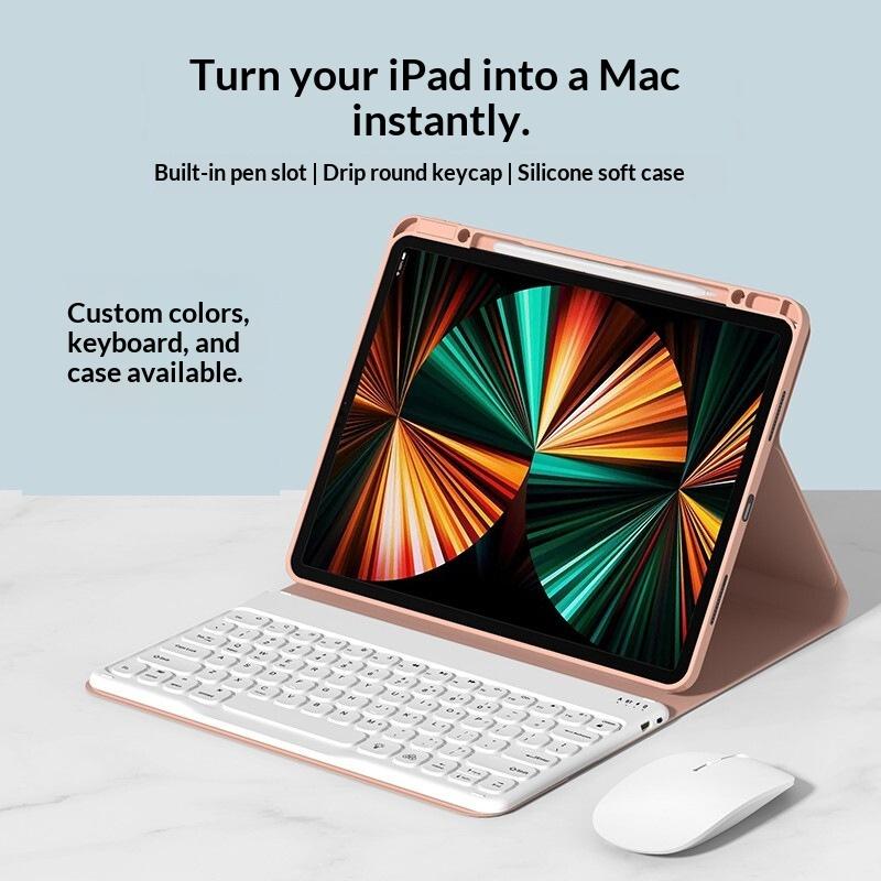 Custom Capacitive Anti-Ghosting BT Wireless Silicone Keyboard Case Magnetic Pen Slot Mouse Combo iPad Pro 12.9 Inch ROHS No