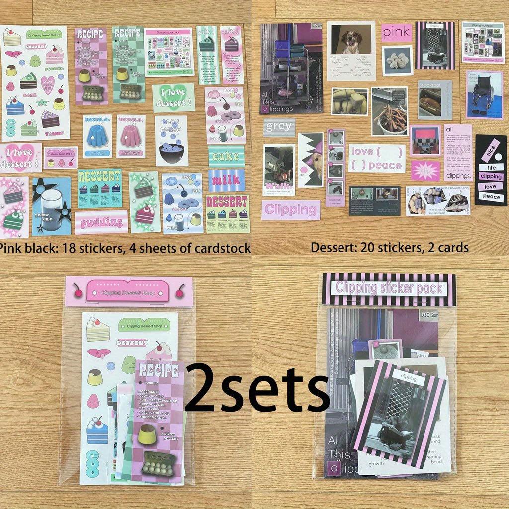 

2 комплекта Ins Dessert Pink Daily Account Material Card Sticker Package, наклейки для украшения чехла для телефона и ноутбука, реквизит для фотографий