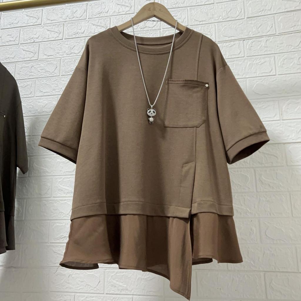 Plus Size Women Summer Loose T-shirts Korean Style Oversized Short Sleeve Casual Tops