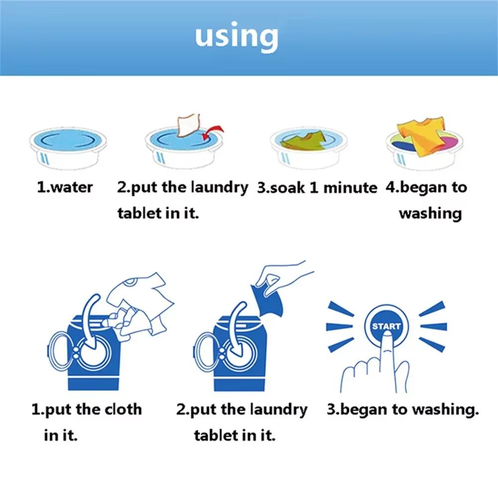 90Pcs Laundry Tablets Underwear Cleaning Soap Children's Clothing Concentrated Washing Powder Detergent for Washing Machines